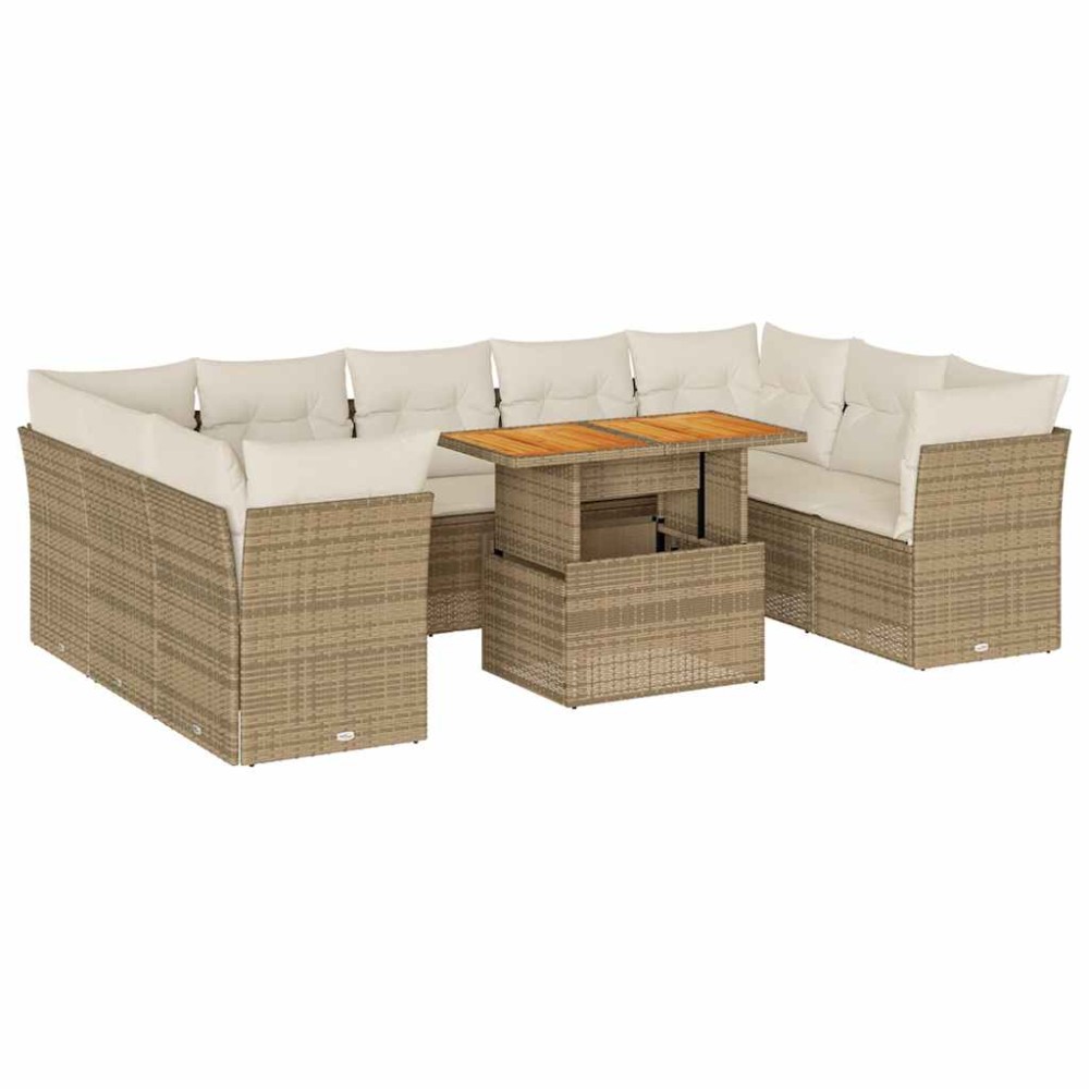 vidaXL Set canapele de grădină cu perne, 10 piese, bej, poliratan
