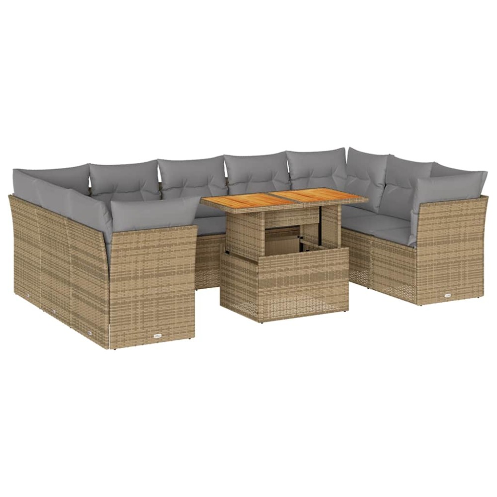 vidaXL Set canapele de grădină cu perne, 10 piese, bej, poliratan