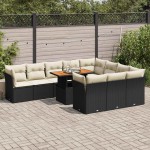 vidaXL Set canapele de grădină cu perne, 11 piese, negru, poliratan vidaXL Set canapele de grădină cu perne, 11 piese, negru, poliratan