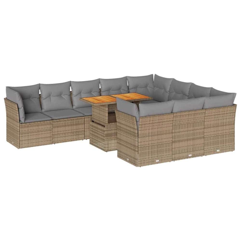 vidaXL Set canapele de grădină cu perne, 11 piese, bej, poliratan