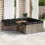 vidaXL Set canapele de grădină cu perne, 11 piese, gri, poliratan vidaXL Set canapele de grădină cu perne, 11 piese, gri, poliratan