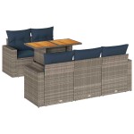 vidaXL Set mobilier grădină cu perne, 6 piese, gri, poliratan