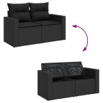 vidaXL Set mobilier de grădină cu perne, 9 piese, negru, poliratan