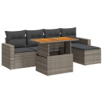 vidaXL Set mobilier grădină cu perne, 6 piese, gri, poliratan