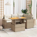 vidaXL Set canapele de grădină cu perne, 5 piese, bej, poliratan