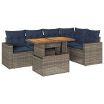 vidaXL Set mobilier grădină cu perne, 6 piese, gri, poliratan