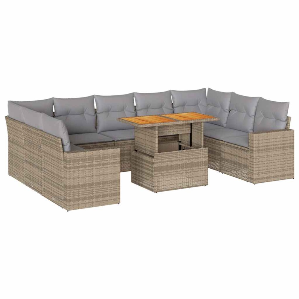 vidaXL Set canapele de grădină cu perne, 10 piese, bej, poliratan
