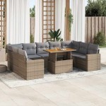 vidaXL Set canapele de grădină cu perne, 10 piese, bej, poliratan