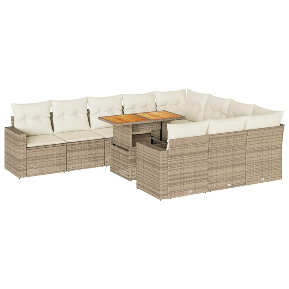 vidaXL Set canapele de grădină cu perne, 11 piese, bej, poliratan