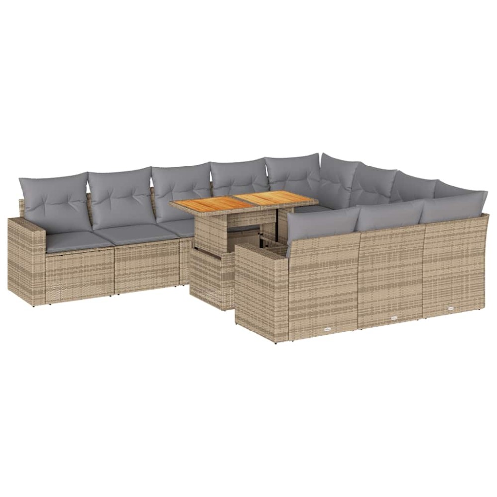 vidaXL Set canapele de grădină cu perne, 11 piese, bej, poliratan