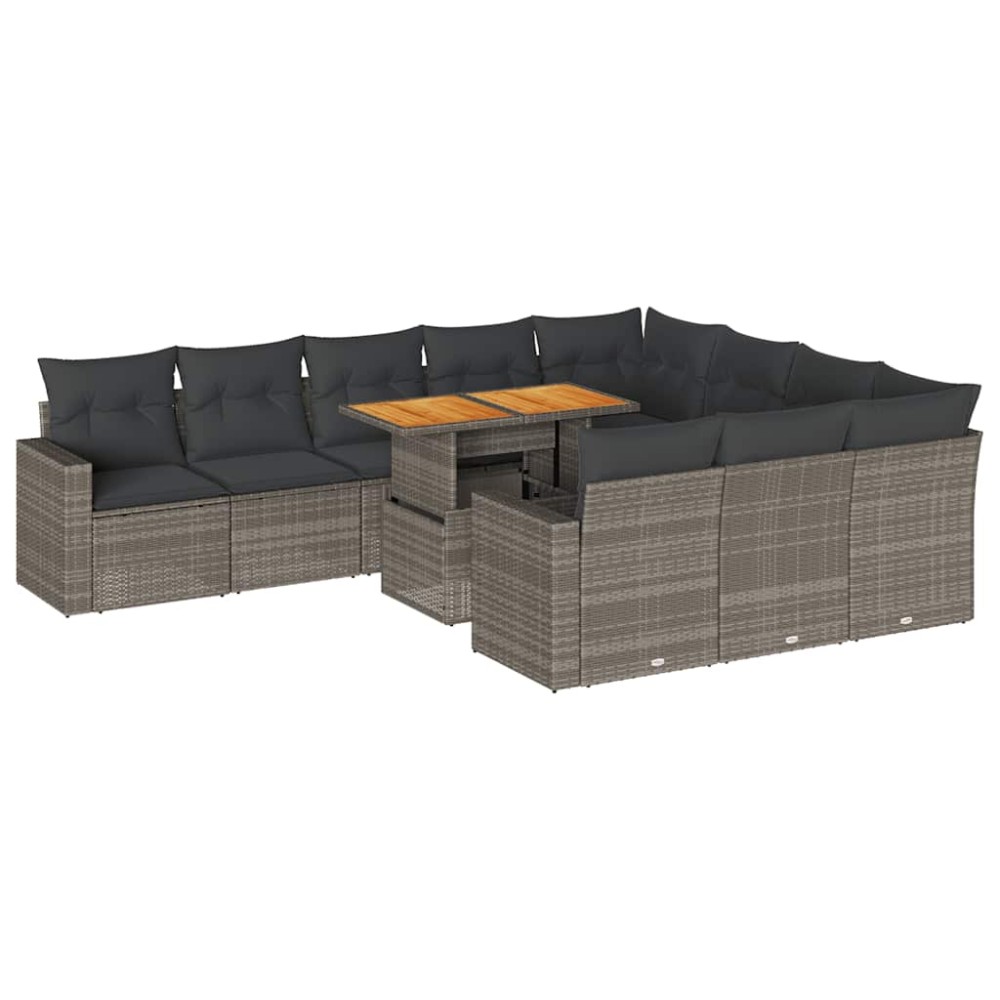 vidaXL Set canapele de grădină cu perne, 11 piese, gri, poliratan