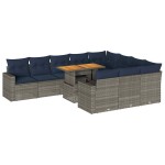 vidaXL Set canapele de grădină cu perne, 11 piese, gri, poliratan vidaXL Set canapele de grădină cu perne, 11 piese, gri, poliratan