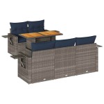 vidaXL Set mobilier grădină cu perne, 6 piese, gri, poliratan