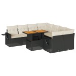 vidaXL Set mobilier de grădină cu perne, 9 piese, negru, poliratan