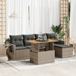 vidaXL Set mobilier grădină cu perne, 6 piese, gri, poliratan vidaXL Set mobilier grădină cu perne, 6 piese, gri, poliratan