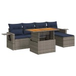 vidaXL Set mobilier grădină cu perne, 6 piese, gri, poliratan