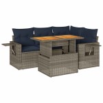 vidaXL Set canapea de grădină cu perne, 5 piese, gri, poliratan