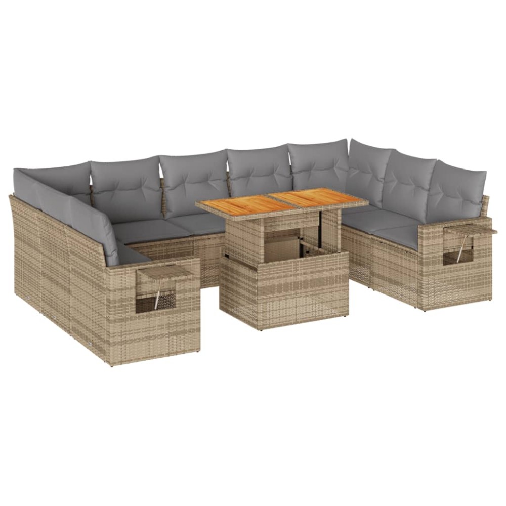 vidaXL Set canapele de grădină cu perne, 10 piese, bej, poliratan