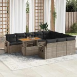vidaXL Set canapele de grădină cu perne, 11 piese, gri, poliratan vidaXL Set canapele de grădină cu perne, 11 piese, gri, poliratan