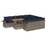 vidaXL Set canapele de grădină cu perne, 11 piese, gri, poliratan
