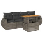 vidaXL Set canapea de grădină cu perne, 5 piese, gri, poliratan vidaXL Set canapea de grădină cu perne, 5 piese, gri, poliratan