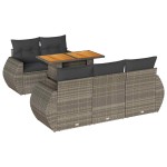 vidaXL Set mobilier grădină cu perne, 6 piese, gri, poliratan