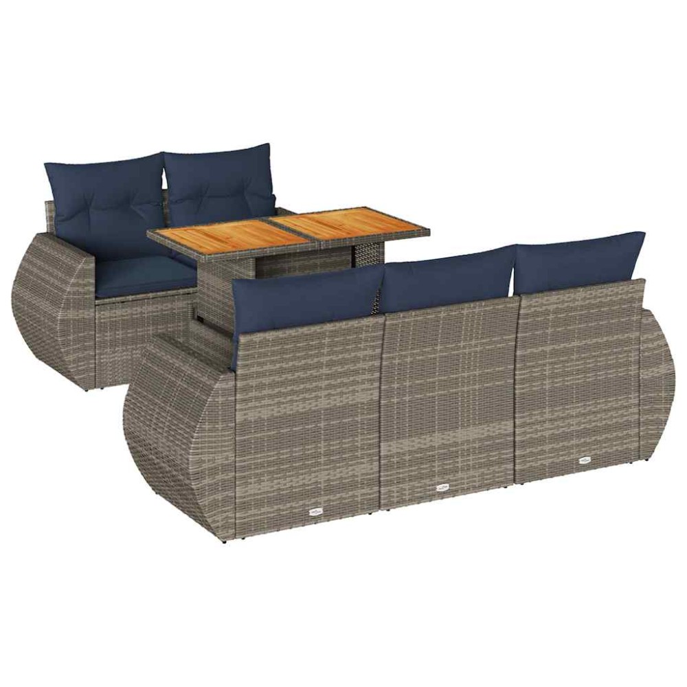 vidaXL Set mobilier grădină cu perne, 6 piese, gri, poliratan