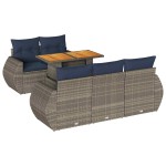 vidaXL Set mobilier grădină cu perne, 6 piese, gri, poliratan