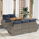 vidaXL Set mobilier grădină cu perne, 6 piese, gri, poliratan