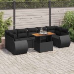 vidaXL Set mobilier de grădină cu perne, 8 piese, negru, poliratan vidaXL Set mobilier de grădină cu perne, 8 piese, negru, poliratan