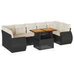 vidaXL Set mobilier de grădină cu perne, 8 piese, negru, poliratan