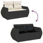 vidaXL Set mobilier de grădină cu perne, 8 piese, negru, poliratan