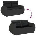 vidaXL Set mobilier de grădină cu perne, 9 piese, negru, poliratan vidaXL Set mobilier de grădină cu perne, 9 piese, negru, poliratan