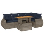 vidaXL Set mobilier grădină cu perne, 6 piese, gri, poliratan