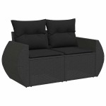 vidaXL Set mobilier de grădină cu perne, 9 piese, negru, poliratan vidaXL Set mobilier de grădină cu perne, 9 piese, negru, poliratan