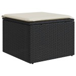 vidaXL Set mobilier de grădină cu perne, 9 piese, negru, poliratan