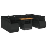 vidaXL Set canapele de grădină cu perne, 10 piese, negru, poliratan vidaXL Set canapele de grădină cu perne, 10 piese, negru, poliratan