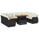 vidaXL Set canapele de grădină cu perne, 10 piese, negru, poliratan vidaXL Set canapele de grădină cu perne, 10 piese, negru, poliratan