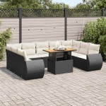 vidaXL Set canapele de grădină cu perne, 10 piese, negru, poliratan vidaXL Set canapele de grădină cu perne, 10 piese, negru, poliratan