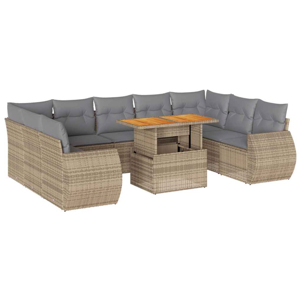 vidaXL Set canapele de grădină cu perne, 10 piese, bej, poliratan