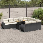 vidaXL Set canapele de grădină cu perne, 11 piese, negru, poliratan vidaXL Set canapele de grădină cu perne, 11 piese, negru, poliratan