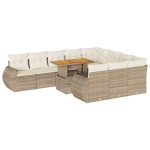 vidaXL Set canapele de grădină cu perne, 11 piese, bej, poliratan