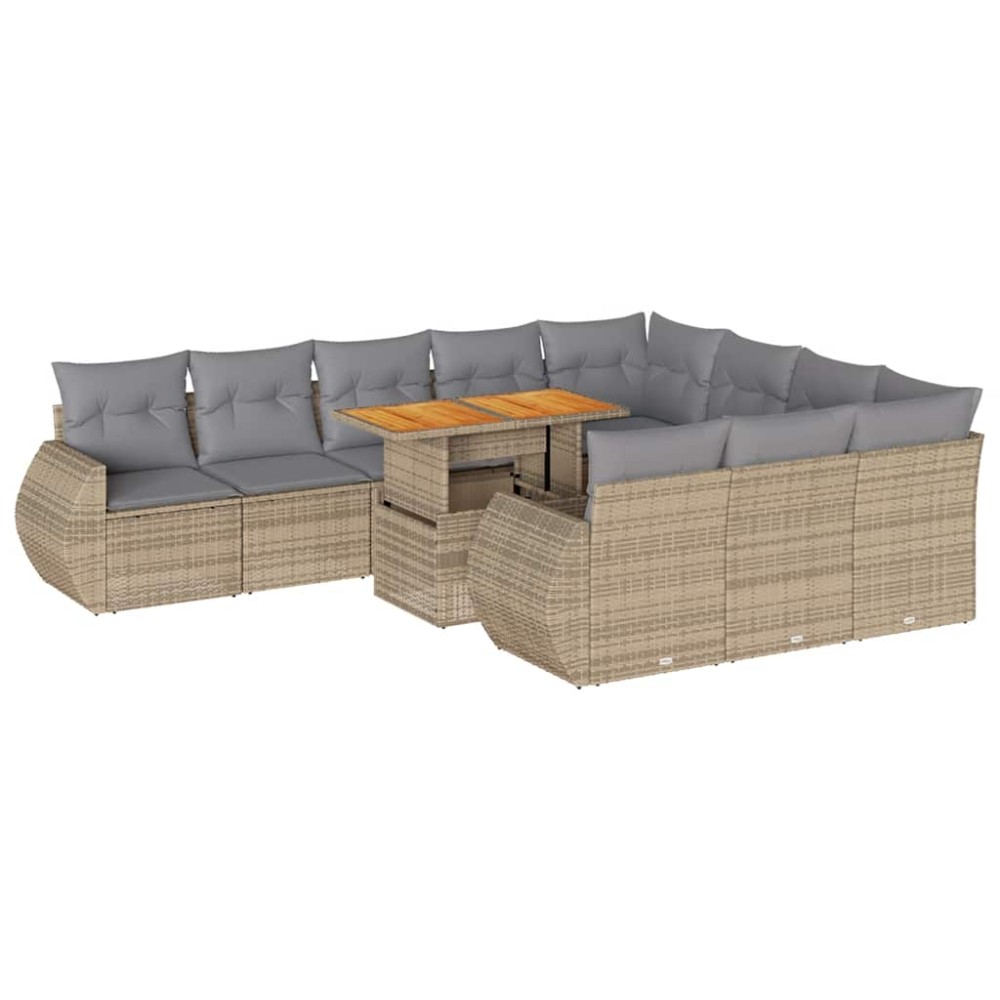 vidaXL Set canapele de grădină cu perne, 11 piese, bej, poliratan