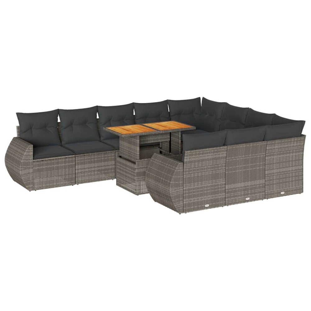 vidaXL Set canapele de grădină cu perne, 11 piese, gri, poliratan