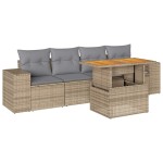 vidaXL Set canapele de grădină cu perne, 5 piese, bej, poliratan