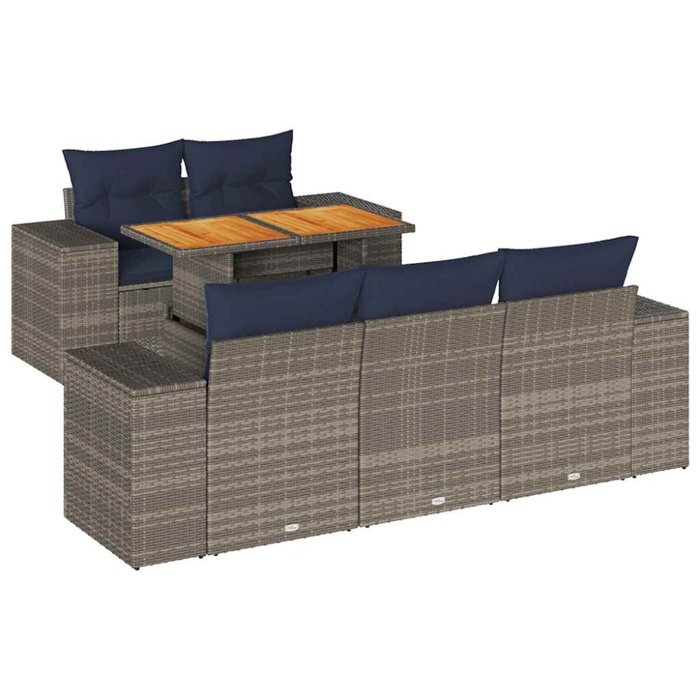 vidaXL Set mobilier grădină cu perne, 6 piese, gri, poliratan
