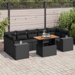 vidaXL Set mobilier de grădină cu perne, 8 piese, negru, poliratan vidaXL Set mobilier de grădină cu perne, 8 piese, negru, poliratan