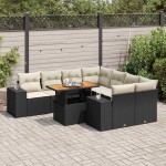 vidaXL Set mobilier de grădină cu perne, 9 piese, negru, poliratan vidaXL Set mobilier de grădină cu perne, 9 piese, negru, poliratan