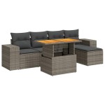 vidaXL Set mobilier grădină cu perne, 6 piese, gri, poliratan
