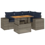 vidaXL Set canapea de grădină cu perne, 5 piese, gri, poliratan vidaXL Set canapea de grădină cu perne, 5 piese, gri, poliratan